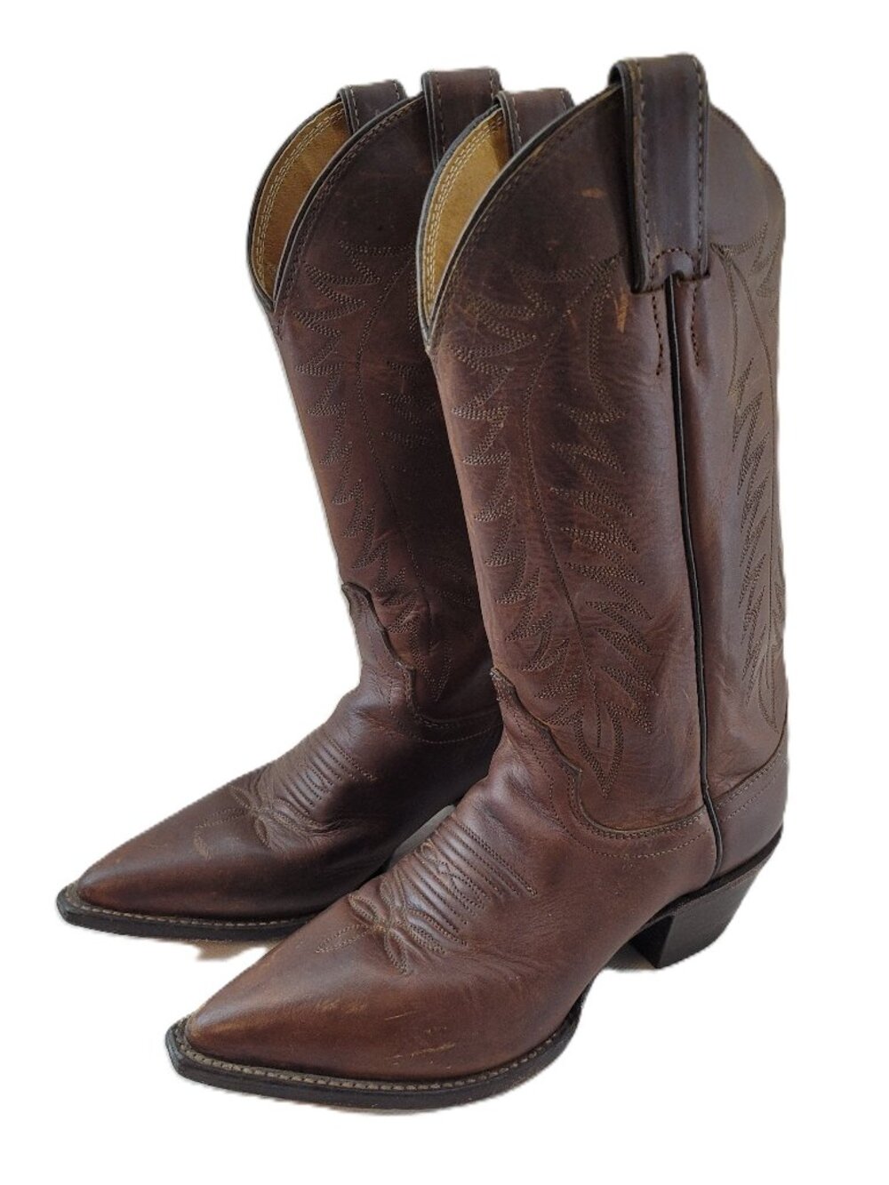 Justin Boots L4935 Women's 6.5B Brown Leather USA Cowboy Cowgirl Vintage Pointed